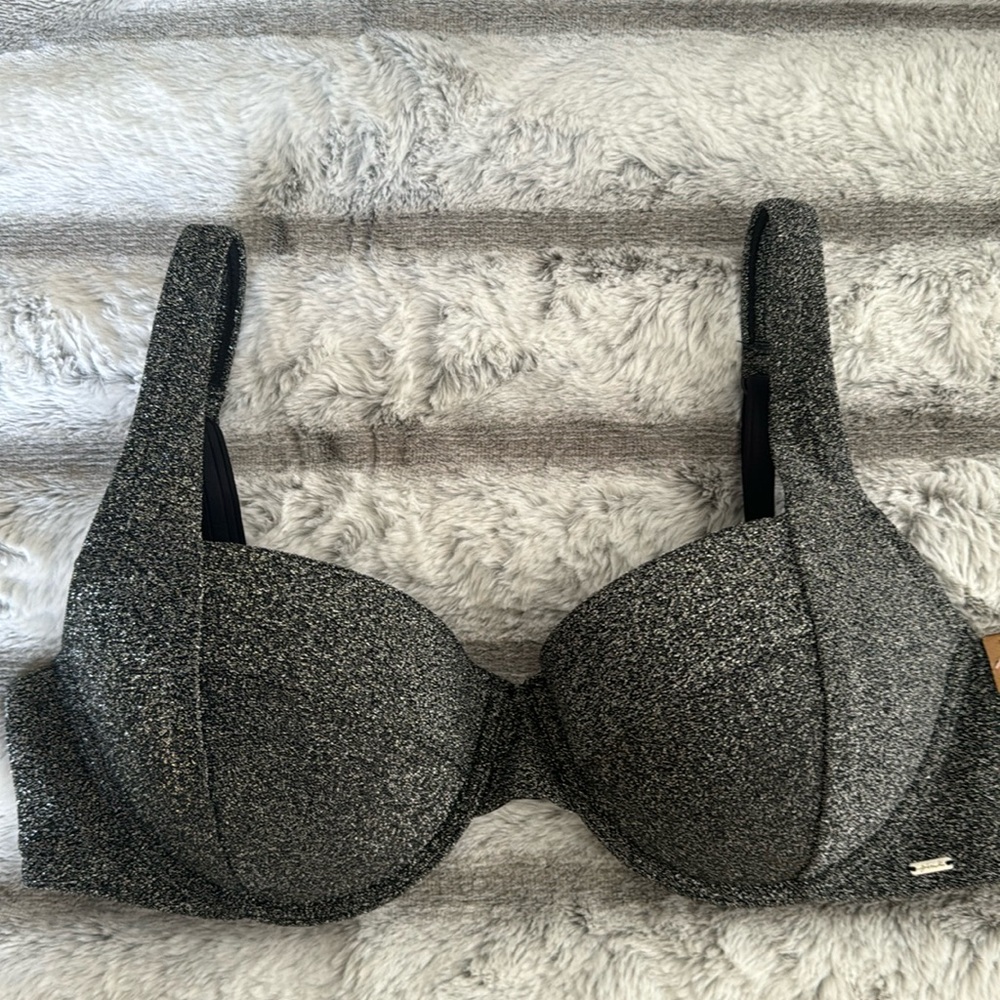 Victoria Secret xl shine bikini top Black new with tag